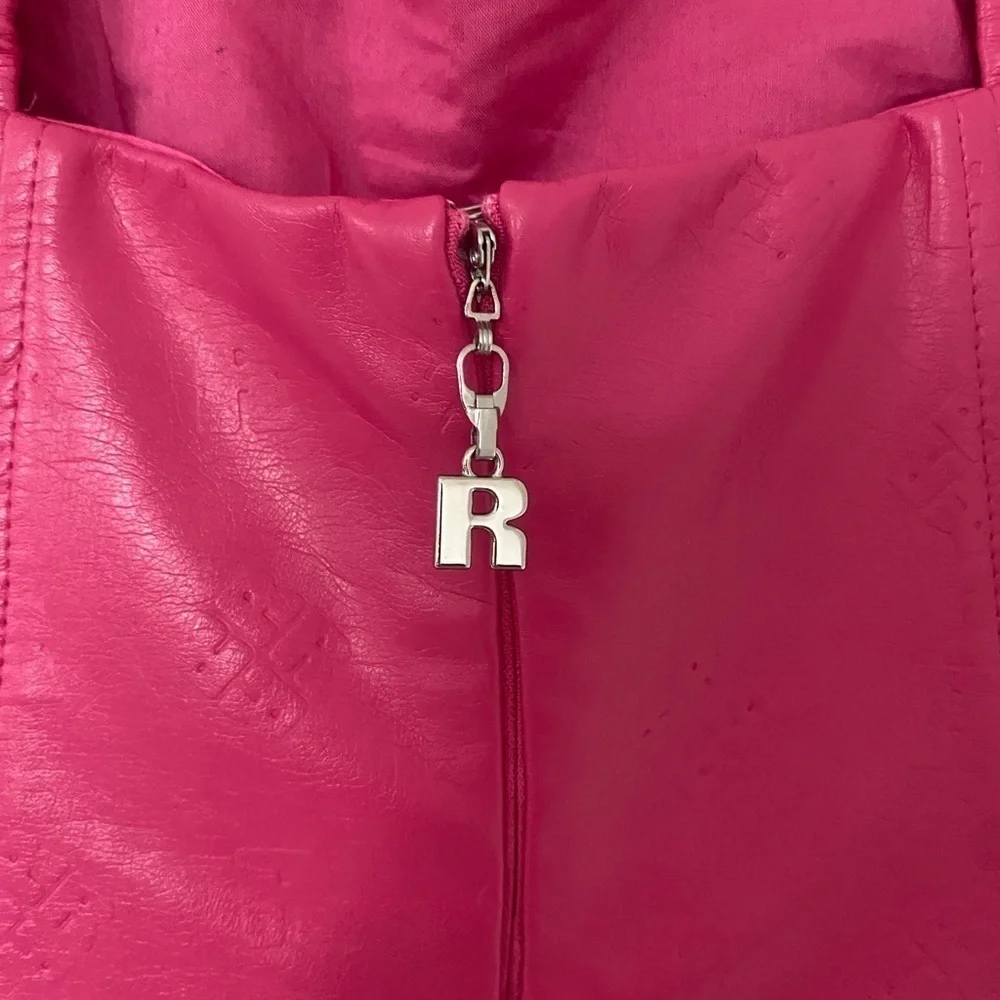 Rotate Birger Christensen Herlina Faux Leather Mini Dress Barbie Pink 90s Style
